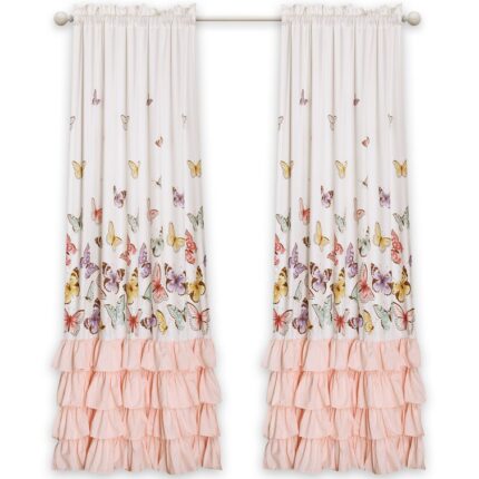 Flutter Butterfly Polyester Semi Sheer Curtain Pair (Set of 2) - Chic Decora