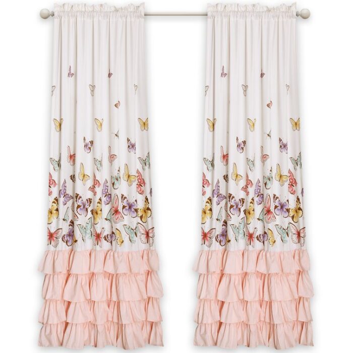 Flutter Butterfly Polyester Semi Sheer Curtain Pair (Set of 2) - Chic Decora