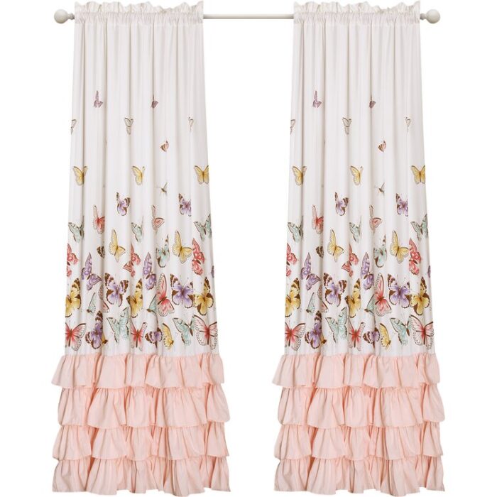 Flutter Butterfly Polyester Semi Sheer Curtain Pair (Set of 2) - Chic Decora