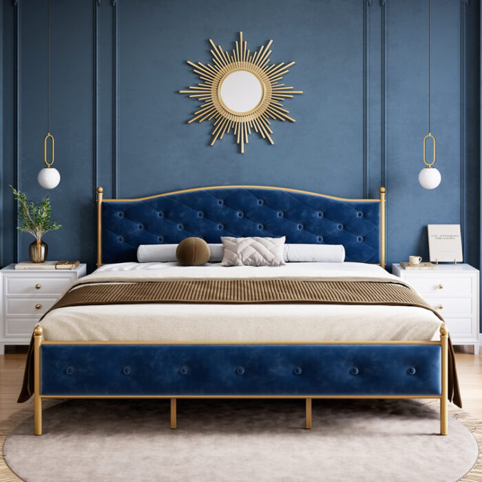 Fonsecca Upholstered Metal Platform Bed - Chic Decora