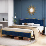 Fonsecca Upholstered Metal Platform Bed - Chic Decora