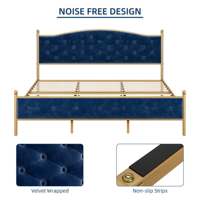 Fonsecca Upholstered Metal Platform Bed - Chic Decora