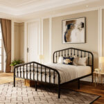 Fordingbridge Black Metal Platform Bed with Vintage-Style Headboard and Footboard - Chic Decora