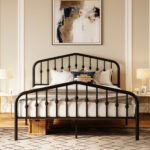 Fordingbridge Black Metal Platform Bed with Vintage-Style Headboard and Footboard - Chic Decora