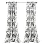 French Country Toile Polyester Room Darkening Curtain Pair (Set of 2) - Chic Decora