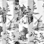 French Country Toile Polyester Room Darkening Curtain Pair (Set of 2) - Chic Decora