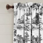 French Country Toile Polyester Room Darkening Curtain Pair (Set of 2) - Chic Decora