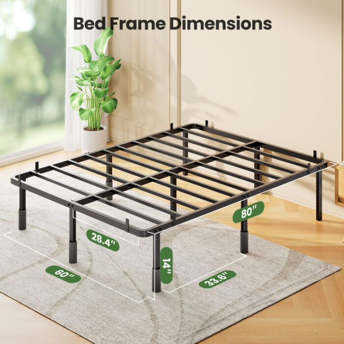 Fridah Metal Platform Bed, Open Frame Bed, Storage Bed - Chic Decora