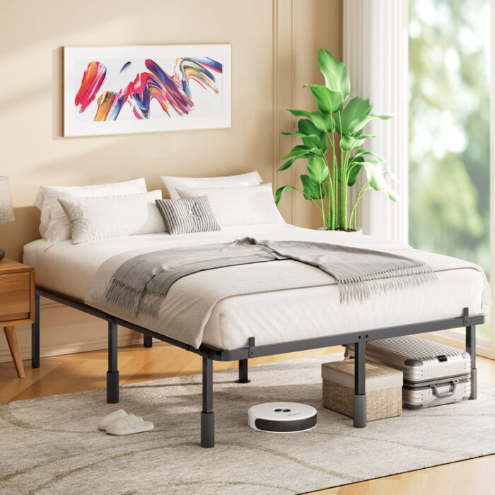 Fridah Metal Platform Bed, Open Frame Bed, Storage Bed - Chic Decora