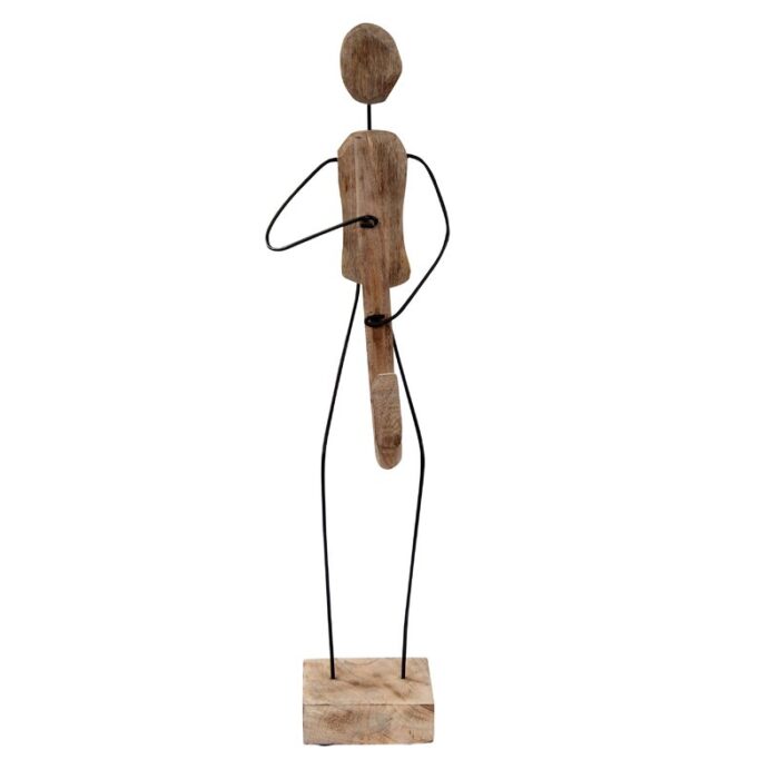 Gannett Solid Mango Wood Home Décor Art / Musician with Saxophone Sculpture - Chic Decora