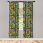 Garden Art Floral Semi-Sheer Rod Pocket Curtain Panels (Set of 2) - Chic Decora