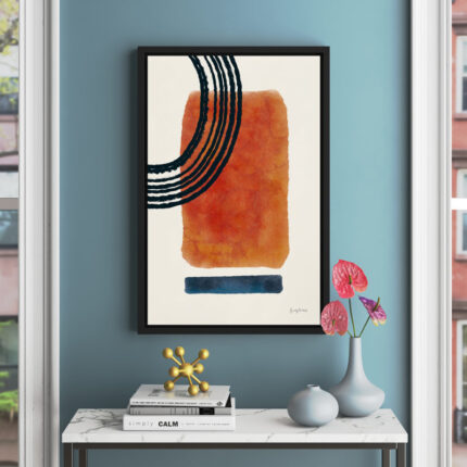 Geo Abstract III by Becky Thorns, Midcentury Modern Boho Pink, Blue, & Orange Minimalist Canvas Wall Art - Chic Decora