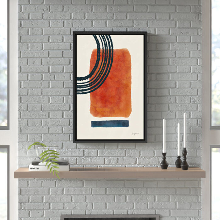 Geo Abstract III by Becky Thorns, Midcentury Modern Boho Pink, Blue, & Orange Minimalist Canvas Wall Art - Chic Decora