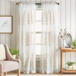 Georgia Floral Sheer Rod Pocket Curtain Panel Pair Ivory (Set of 2) - Chic Decora