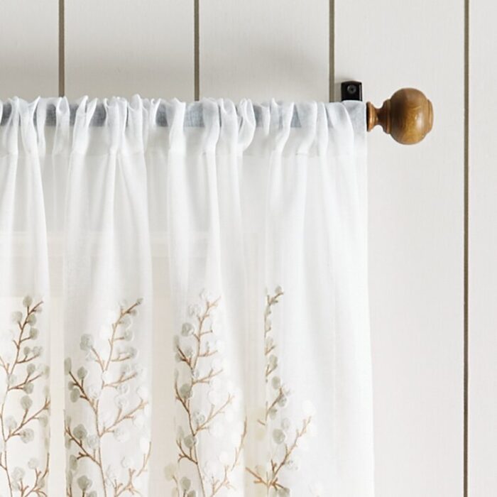 Georgia Floral Sheer Rod Pocket Curtain Panel Pair Ivory (Set of 2) - Chic Decora