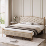 Geraud Upholstered Metal Platform Bed - Chic Decora