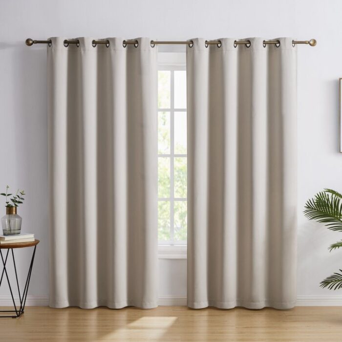 Gerlach Solid Color Blackout Thermal Grommet Curtain Panels Set for Bedroom (Set of 2) - Chic Decora