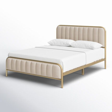 Gia Upholstered Platform Bed with Velvet Headboard - Chic Decora