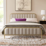 Gia Upholstered Platform Bed with Velvet Headboard - Chic Decora