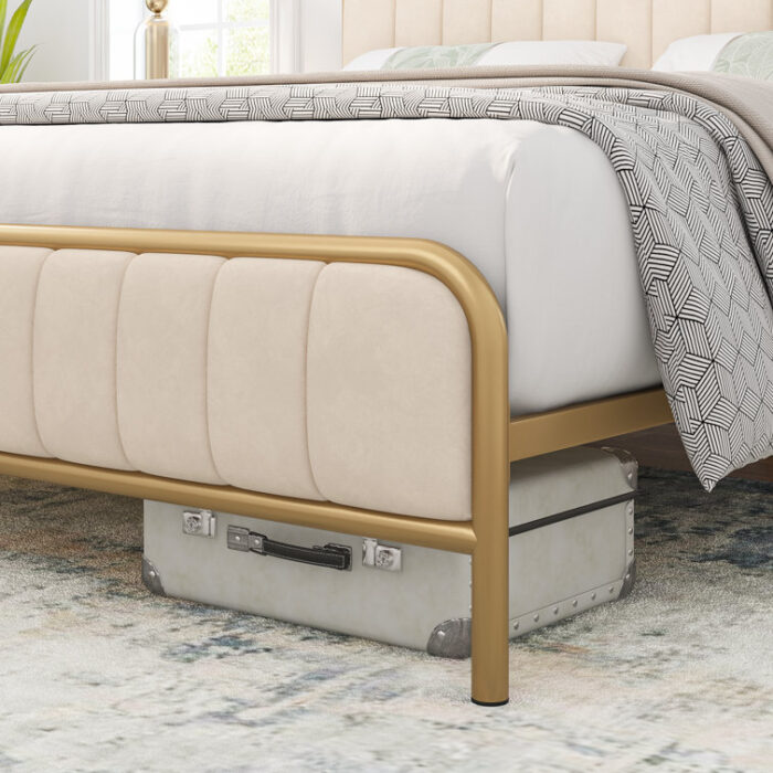 Gia Upholstered Platform Bed with Velvet Headboard - Chic Decora