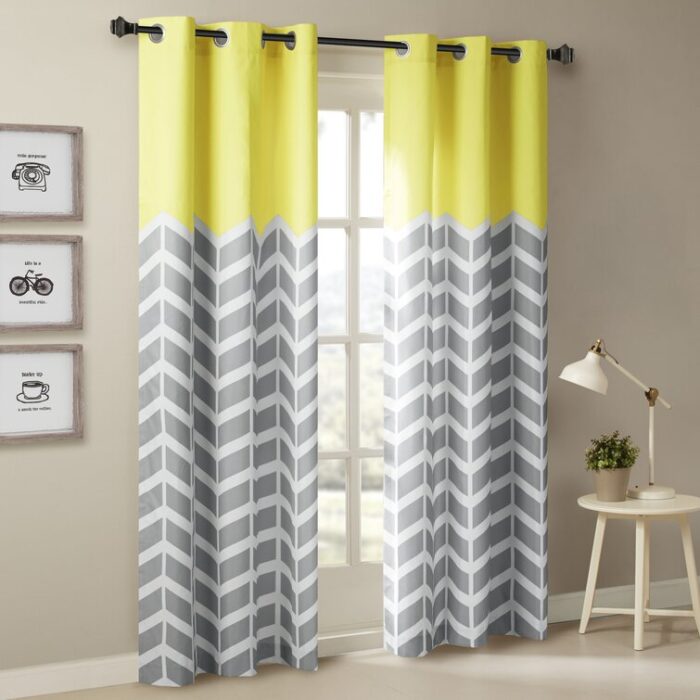 Gilkes Chevron Printed Room Darkening Grommet Top Panel Pair (Set of 2) - Chic Decora