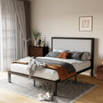 Gillepsie Metal Platform Bed with Upholstered Headboard - Chic Decora