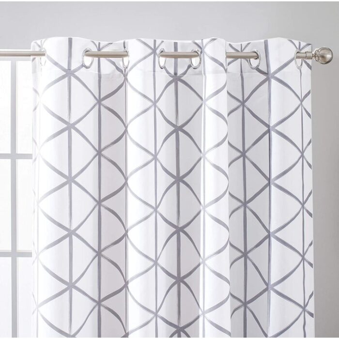 Gingrich Geometric Blackout Thermal Outdoor Grommet Curtain Panels (Set of 2) - Chic Decora