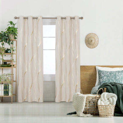 Striped Semi-Sheer Rod Pocket Curtain Panels (Set of 2) - Chic Decora