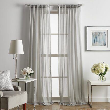 Glacier Solid Sheer Rod Pocket Curtain Panels (Set of 2) - Chic Decora