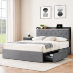 Gladesville Upholstered Metal Platform Storage Bed - Chic Decora