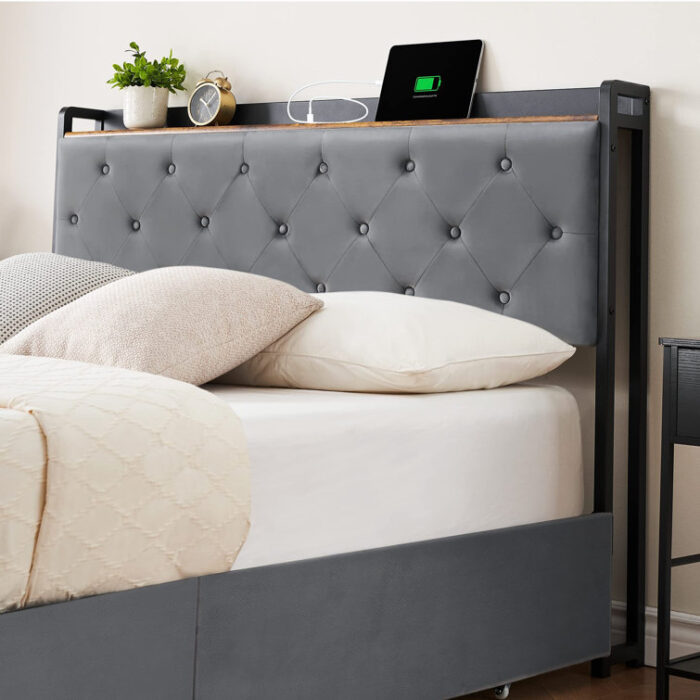 Gladesville Upholstered Metal Platform Storage Bed - Chic Decora