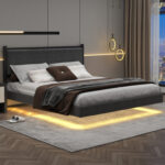 Glyniss Floating Upholstered Metal Platform Bed - Chic Decora