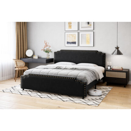 Kreegar Vegan Leather Platform Bed - Chic Decora