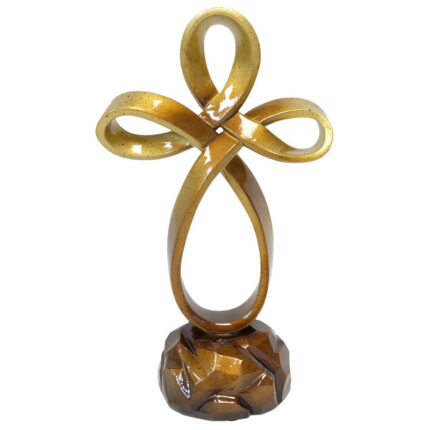 Gold Ribbon Standing Cross - Chic Decora