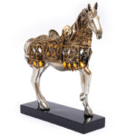 Golden Trotting Horse Statue Resin Animal Sculpture Figurine Home Office Decor - Chic Decora