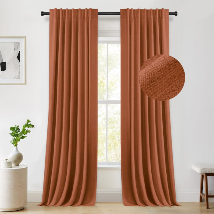 Graciella Thermal Insulated Faux Linen Max Blackout Curtains Back Tab/Rod Pocket Bedroom Drapes (Set of 2) - Chic Decora