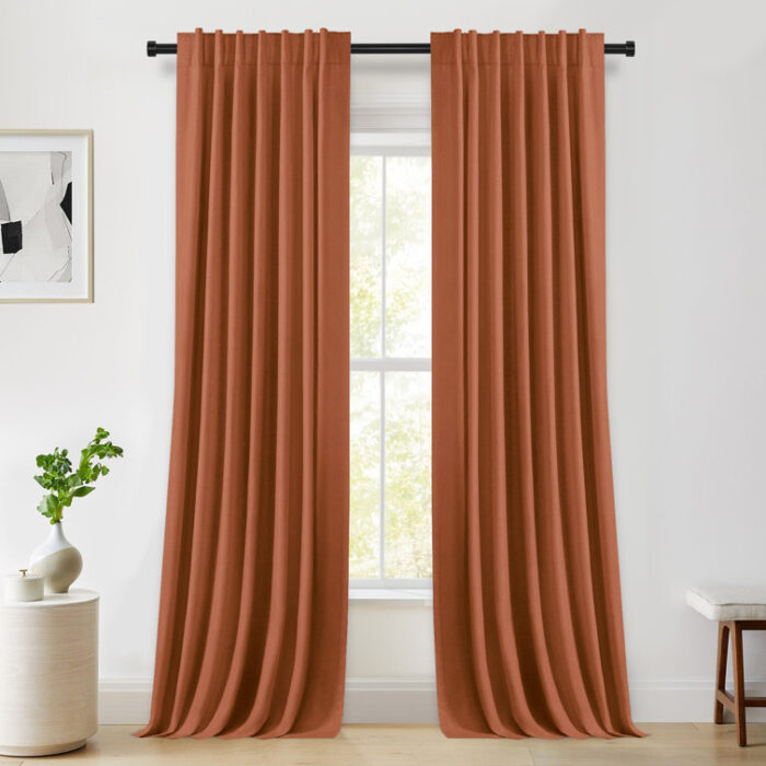 Graciella Thermal Insulated Faux Linen Max Blackout Curtains Back Tab/Rod Pocket Bedroom Drapes (Set of 2) - Chic Decora