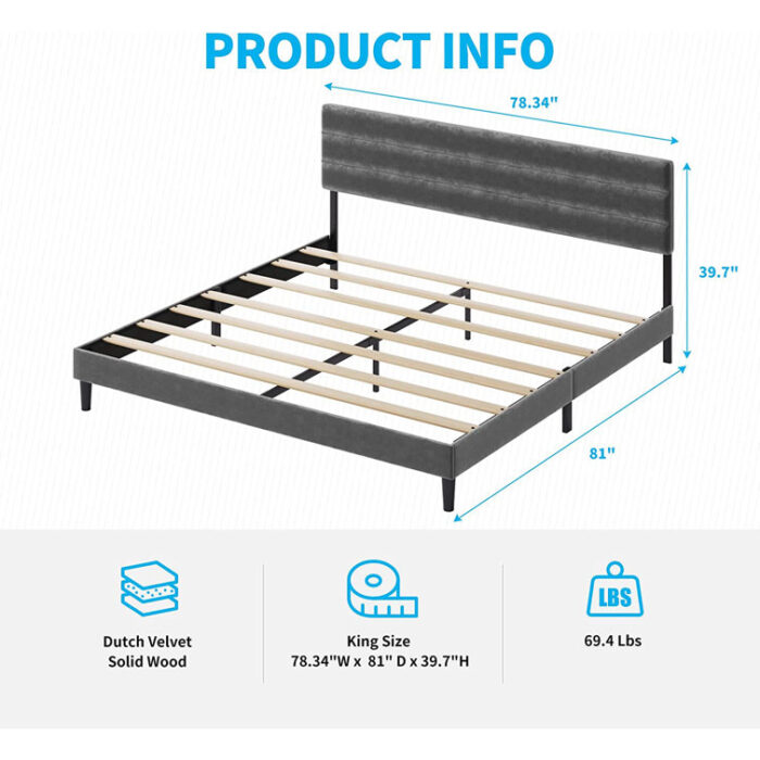 Grannie Upholstered Unfinished Platform Bed - Chic Decora