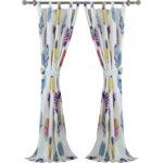 Graphic Print & Text Sheer Tab Top Curtain Panels (Set of 2) - Chic Decora