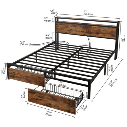 Gulzada Metal Platform Storage Bed - Chic Decora