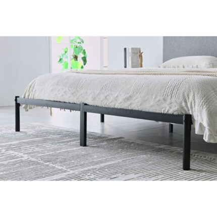 Gurvan Metal Platform Bed with Fabric Headboard - Chic Decora