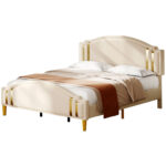 Hamden Velvet Upholstered Bed Frame with Adjustable Headboard - Chic Decora