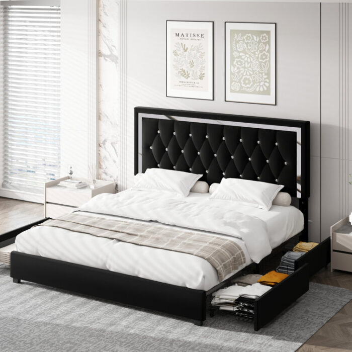 Hampden Upholstered Platform Storage Bed - Chic Decora