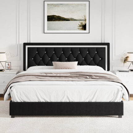 Upholstered Platform Bed - Chic Decora