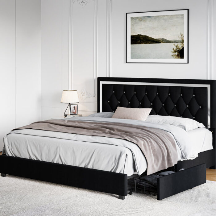 Hampden Upholstered Platform Storage Bed - Chic Decora