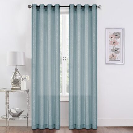 Deisy Solid Semi-Sheer Linen Textured Grommet Curtain Panel Pair (Set of 2) - Chic Decora