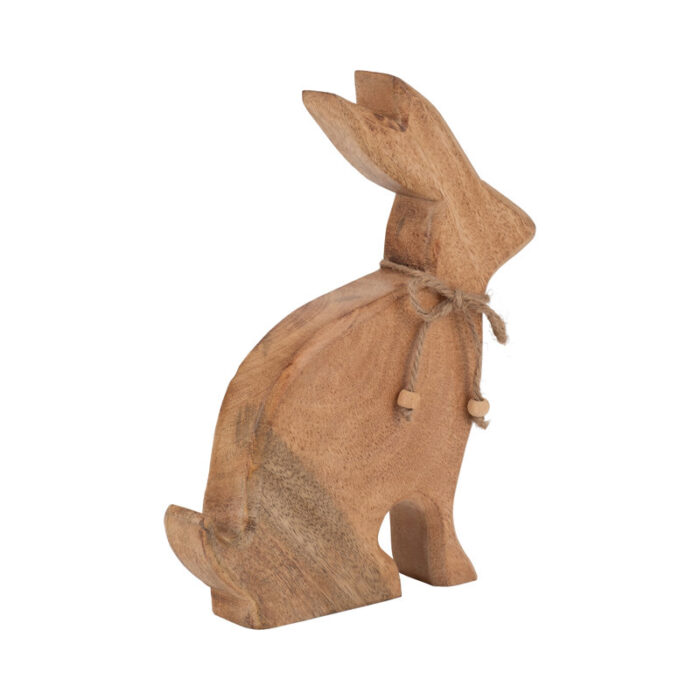 Handcrafted Mango Wood-Rabbit Figurine – Charming 10″ Tall Brown Decor Accent – 2″ W x 8″ L x 10″ H - Chic Decora