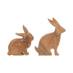 Handcrafted Mango Wood-Rabbit Figurine – Charming 10″ Tall Brown Decor Accent – 2″ W x 8″ L x 10″ H - Chic Decora