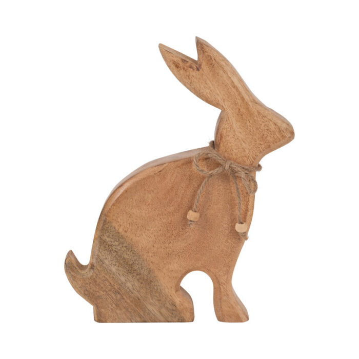 Handcrafted Mango Wood-Rabbit Figurine – Charming 10″ Tall Brown Decor Accent – 2″ W x 8″ L x 10″ H - Chic Decora