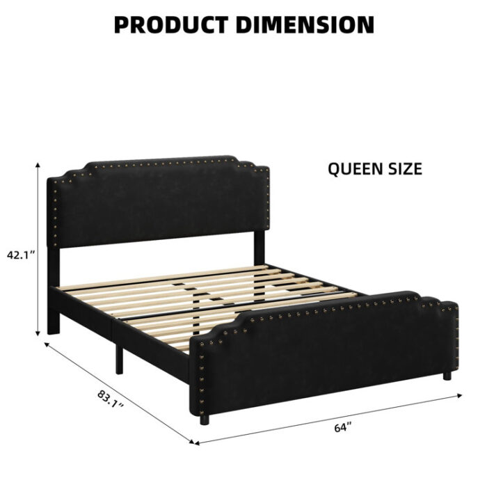 Hannakaisa Upholstered Metal Slat Bed - Chic Decora